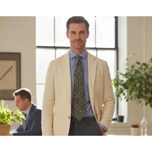 Chaps Ralph Lauren Necktie Mens OS Green Excellent Geometric Floral Silk Tie